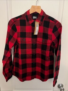 Eddie Bauer Red and Black Buffalo Plaid Button-Up Shirt-Brand New with Tags